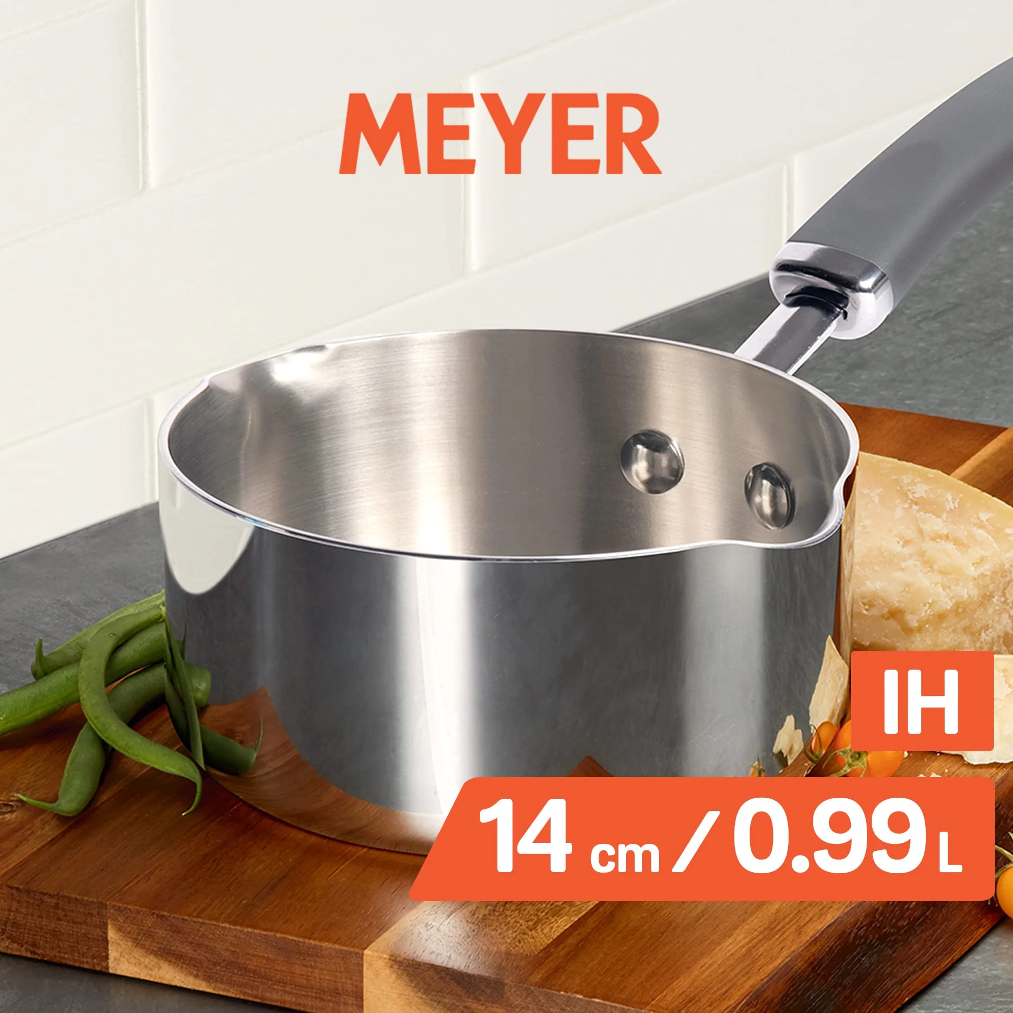 Meyer Trivantage Nickel Free Stainless Steel Triply Cookware Milkpan | Milk Pot | Tea Pan | Steel Pan Induction Bottom | Small Milk Boiling Vessel 14Cm, Silver