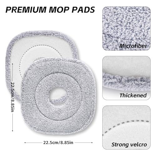 Spin Mop and Bucket Set with Separate Dirty and Clean Water,360° Self Cleaning Mop and Bucket System with Widened Foldable Handle,2 Replaceable Mop Pads,Square Mops for Floor Tile Marble Wall Cleaning