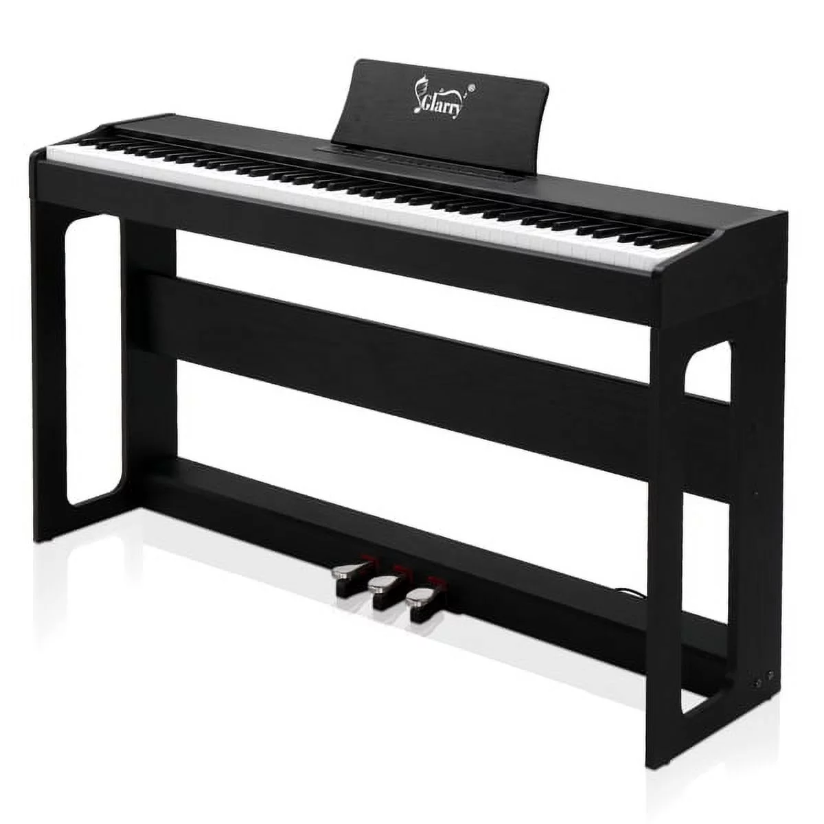 Fithood [Do Not Sell on Amazonf]Glarry GDP-104 88 Keys Full Weighted Keyboards Digital Piano with Furniture Stand, Power Adapter, Triple Pedals, Headphone, for All Experience Levels Black