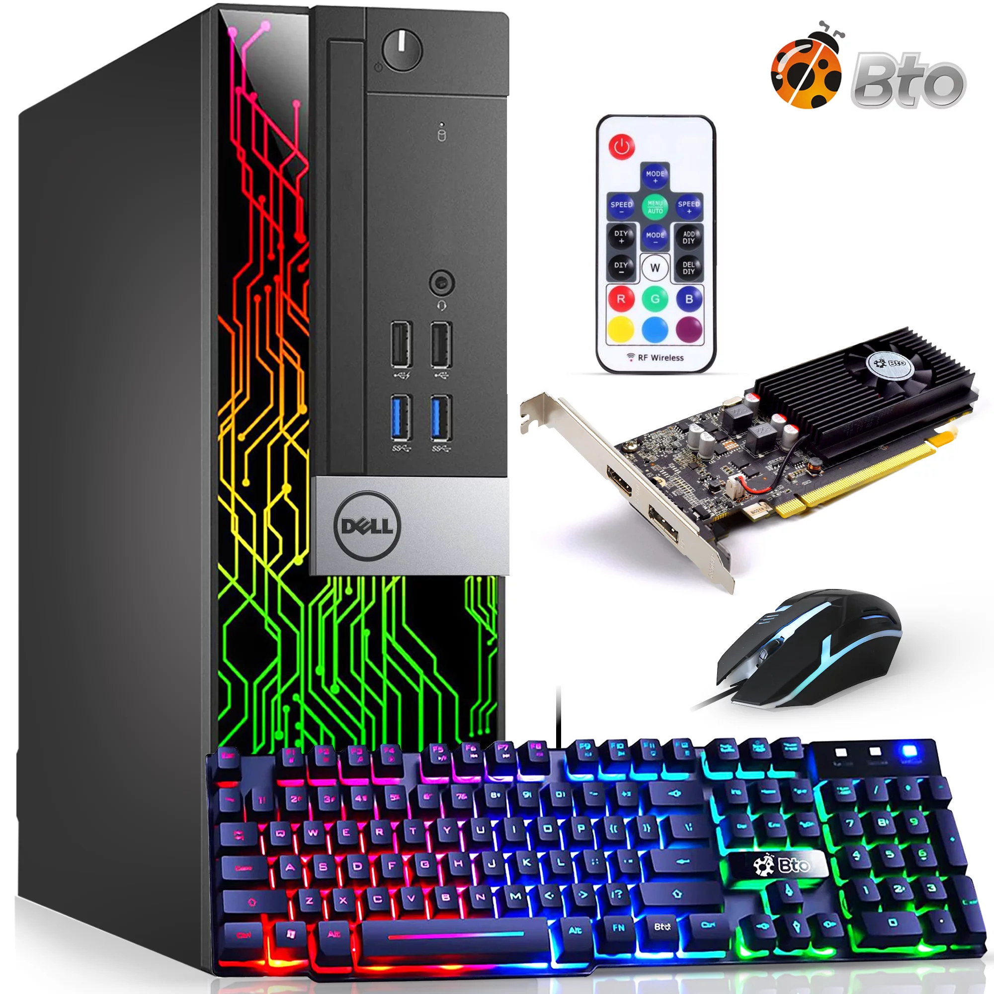 Restored Dell RGB Gaming Computer Desktop PC, Intel Core i7 6th Gen. Processor, 16GB DDR4 Ram, 256GB SSD + 1TB HDD, AMD Radeon RX 550, WiFi, BTO RGB Keyboard & Mouse, Windows 10 Pro (Renewed)