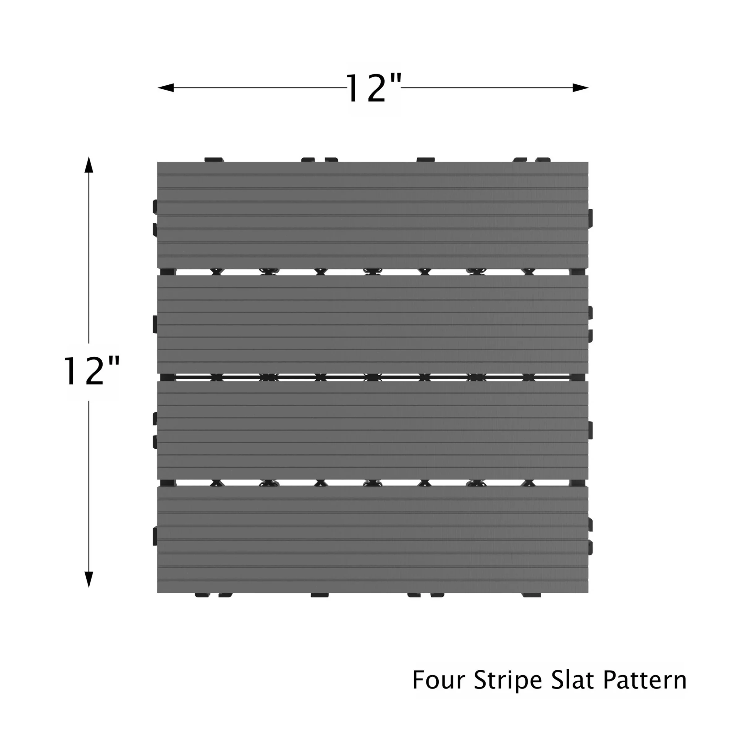 Pure Garden 6-Pack of Interlocking Weather-Resistant Deck Tiles (Dark Gray, Square)