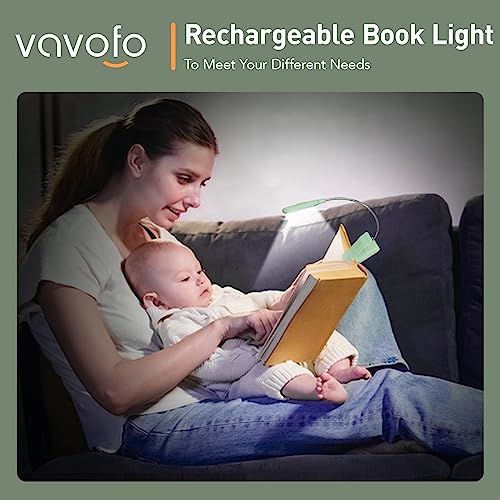 VAVOFO Clip On Book Light for Bed Kids, 7 LED Reading Light with 9-Level Warm Cool White Daylight, Eye Care Lamp with Power Indicator for Bookworms (Blue)