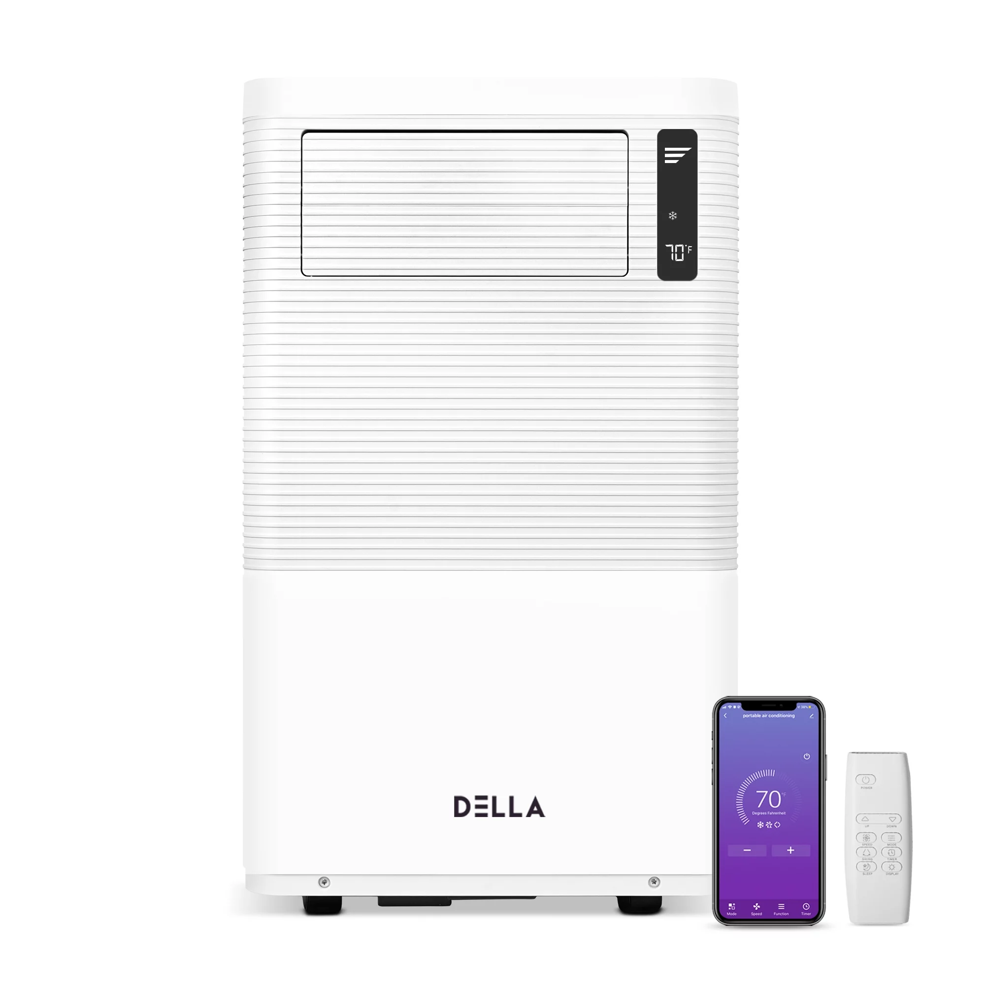 DELLA 14000 BTU Wifi Enabled Portable Air Conditioner & Heater,  Freestanding Electric Auto Wing Fan Dehumidifier Air Cooler AC Unit w/ Remote Control Window Kit, for Rooms up to 800 Sq. ft