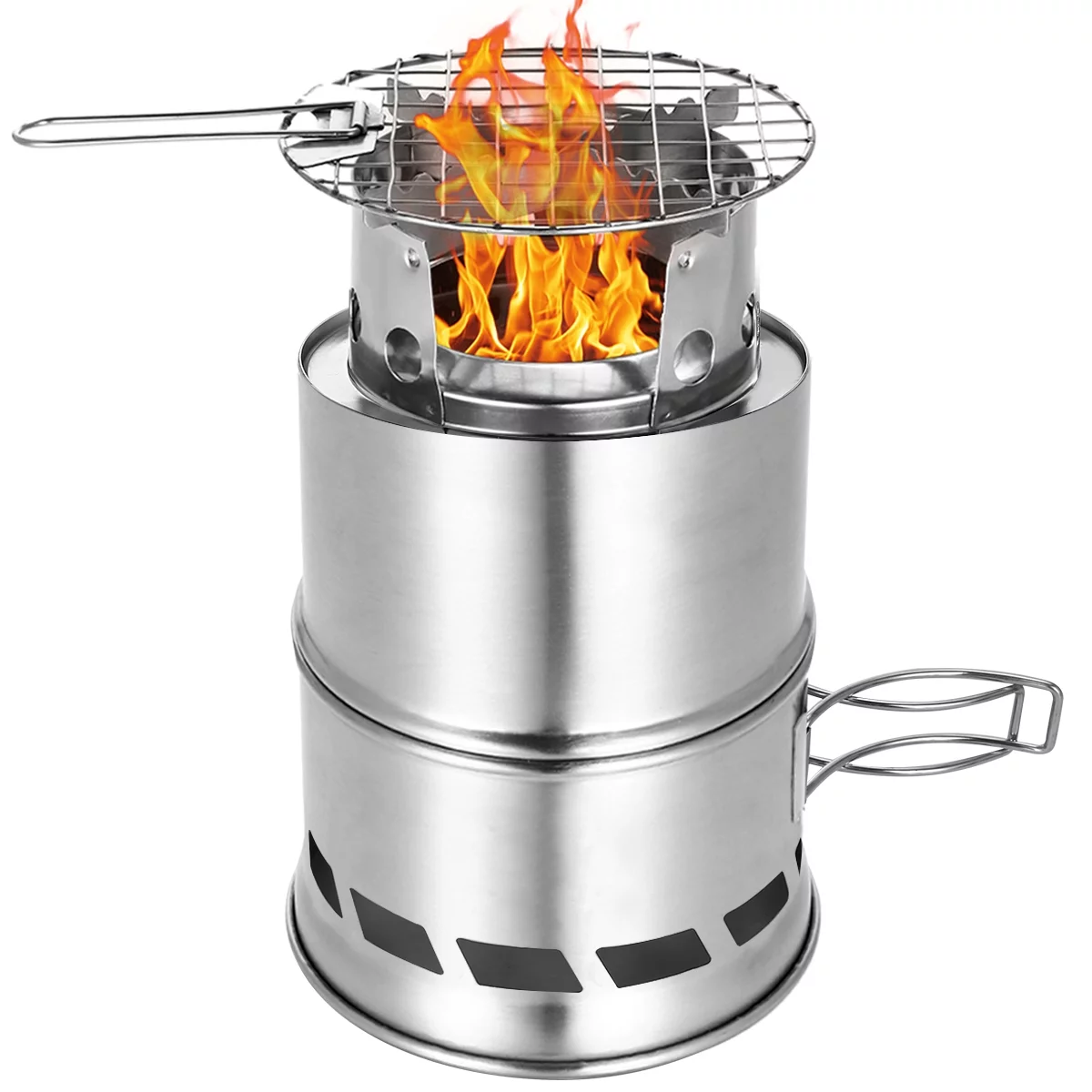 TOMSHOO furnace,Stove Stove With Portable Windproof Wood Stainless Steel Stove Steel Stove Stove With Wood Plate Handle Portable Stove Picnic Bbq Ash Plate Handle