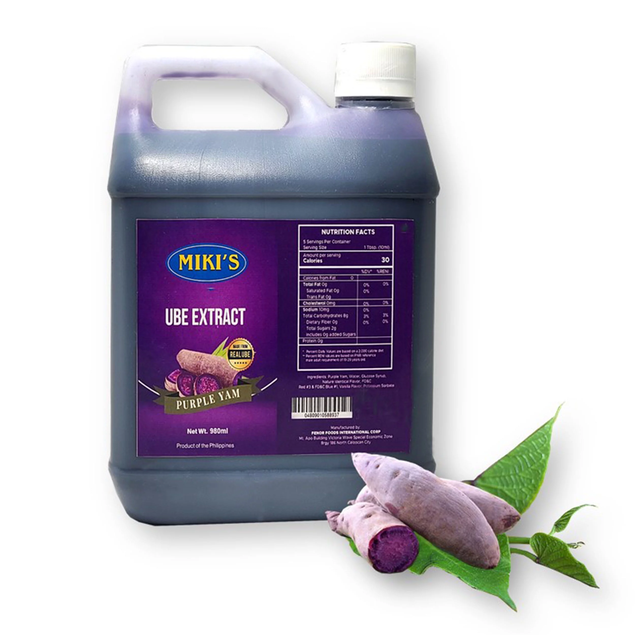 Miki's Real Ube Purple Yam Flavoring Extract from Natural Ube 980 ML. / 33.14 Fl. Oz.