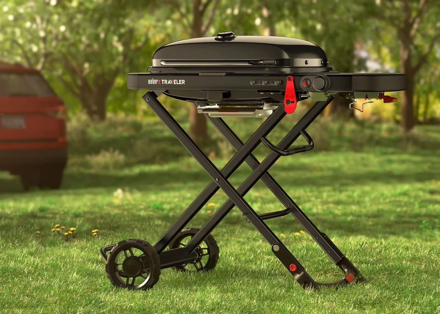The Weber Traveler Portable Gas Grill, Stealth Edition