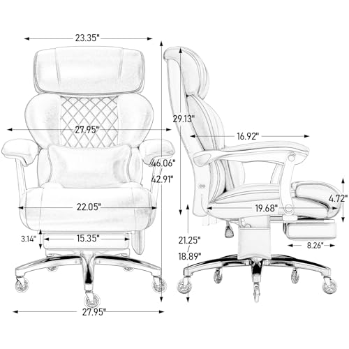 700lbs Executive Big and Tall Office Chair with 7.83Hz Schumann Resonance Sleep Aid & Heating Stress Relief Heavy Duty Metal Base Desk Chair, Silent Rubber Wheels, Thick and wide Cushion, Black