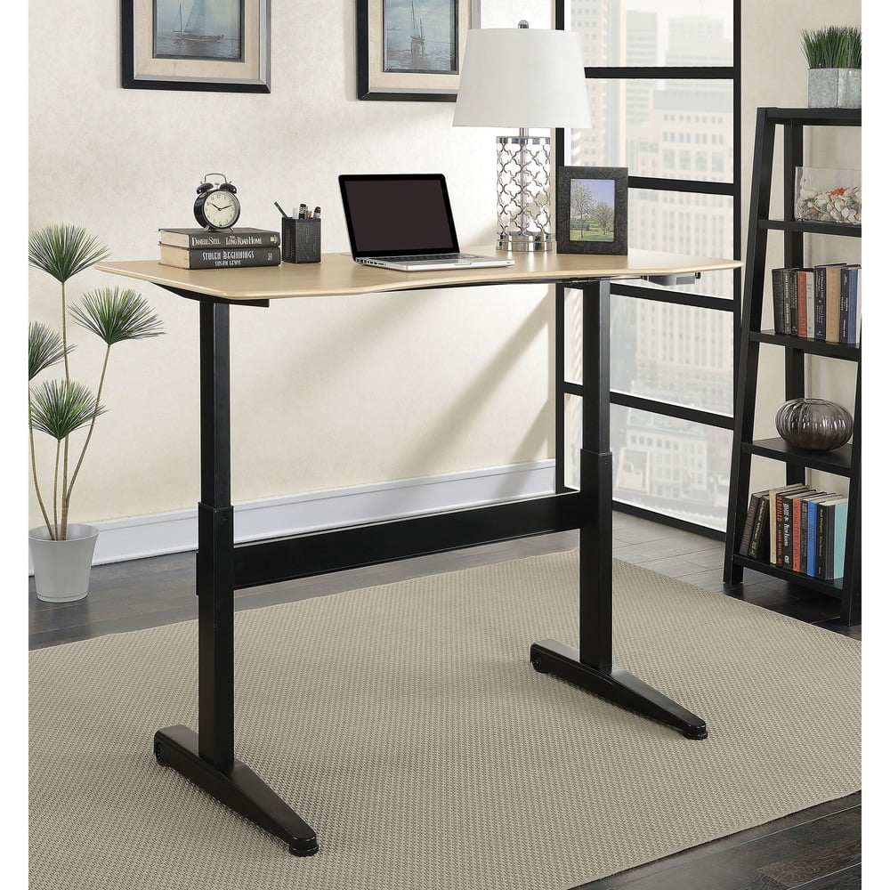 Furniture of America Glidene Modern Metal Lift Adjustable Standing Desk by  Black Oak Finish, Metal Finish