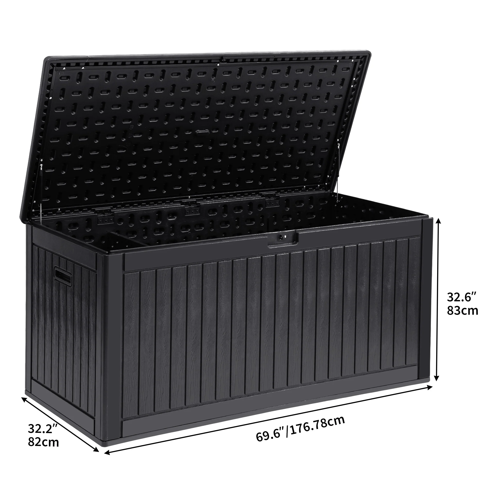 Dextrus Large Outdoor Deck Box - Spacious, Durable, and Convenient 260 Gallon Large Double-Wall Resin Outdoor Storage Boxes, Lockable & Waterproof,Black