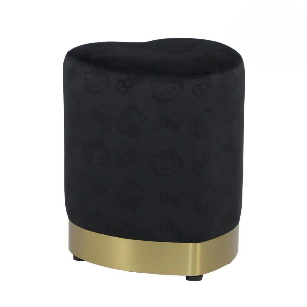 Impressions Vanity Hello Kitty Heart Vanity Ottoman Chair for Modern Home Decor (Black)