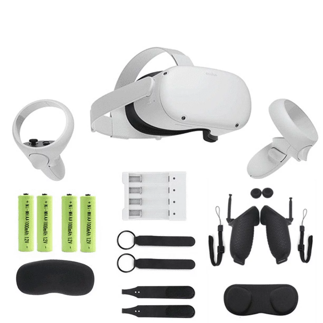 Oculus Quest 2 All-in-One Virtual Reality 256GB Gaming Headset, Touch Controllers, Bundle with 4 AA Batteries Accessories & Hand Strap Accessories