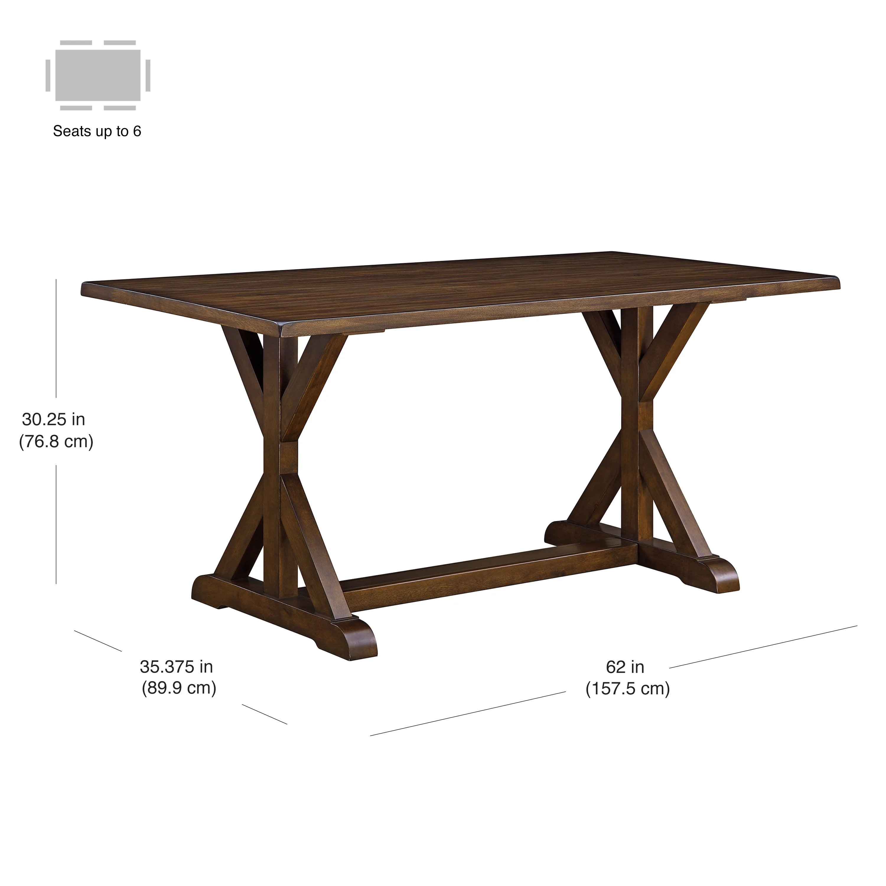 Better Homes & Gardens Granary Modern Farmhouse Dining Table, Dark Brown