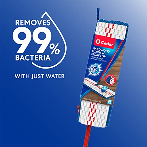 O-Cedar Hardwood Floor 'N More 3-Action Mop with 1 Extra Refill | Microfiber Mop with 3pc Handle | Use Wet or Dry, Red
