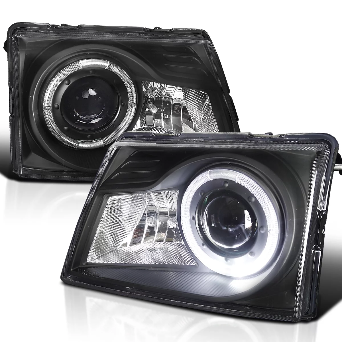 Spec-D Tuning Black Halo Rim Projector Headlights Compatible with 1998-2000 Ford Ranger Left + Right Pair Headlamps Assembly