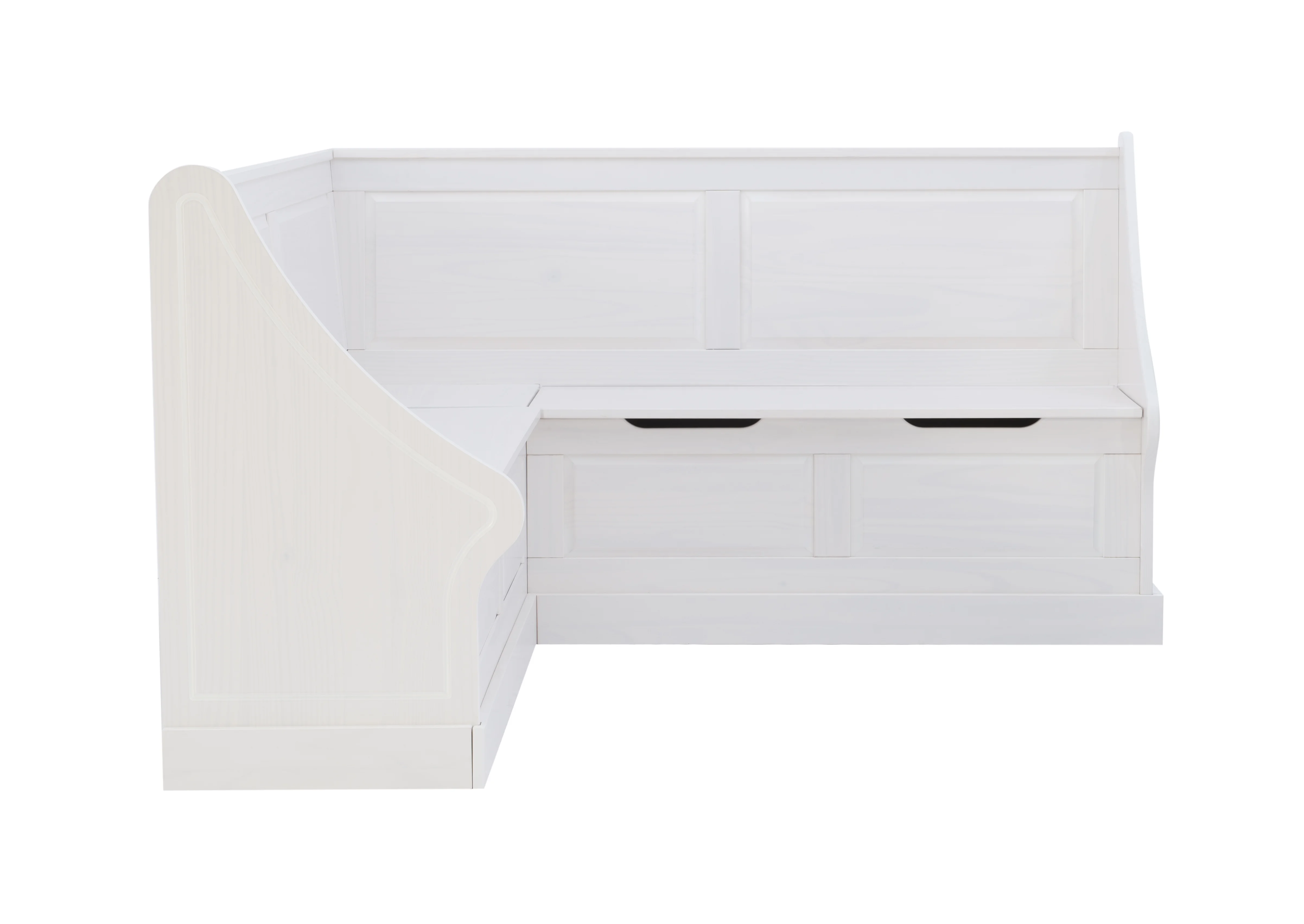 Linon Tobin Wood Corner Dining Breakfast Nook Bench with Storage, Seats 4, White Finish (Table sold separately)