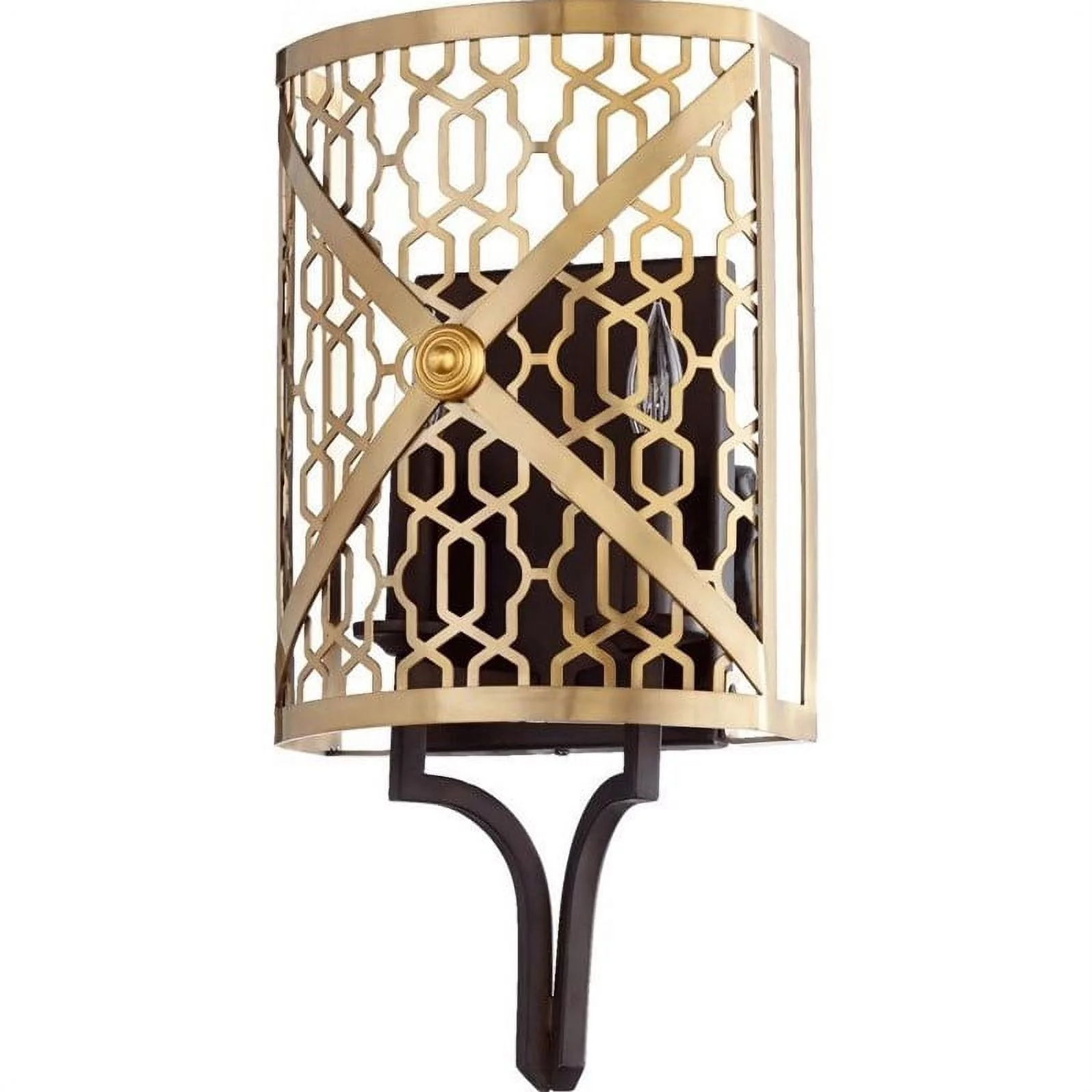 Quorum Renzo 2 Light Wall Sconce in Aged Brass and Oiled Bronze