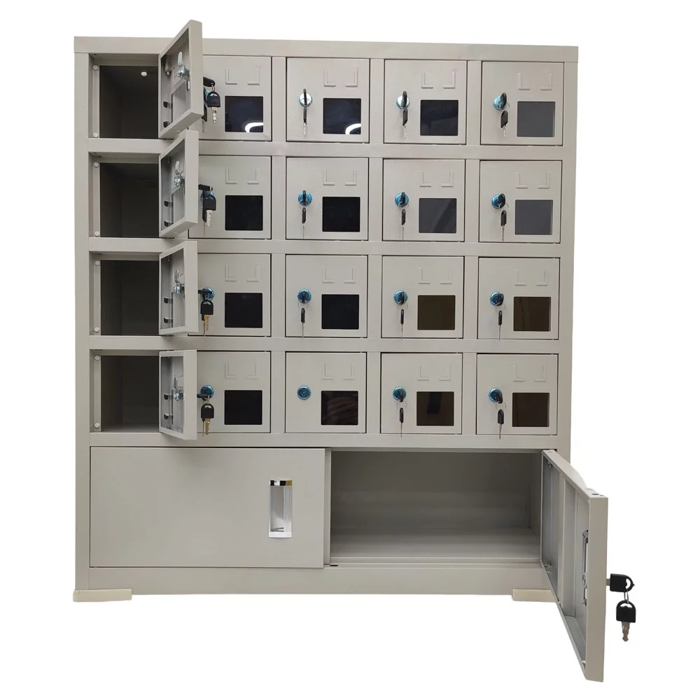 Techtongda Mobile Phone Storage Cabinet Cell Phone Locker Cabinet Key Type Safe Mobile Phone Storage Locker Steel 20 Doors