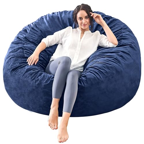 3 Feet Bean Bag Chair - BeanBag Chairs for Adults, Living Room Furniture Sofa with Soft Micro Fiber Cover, Round Fluffy Couch for Bedroom College Dorm - Grey
