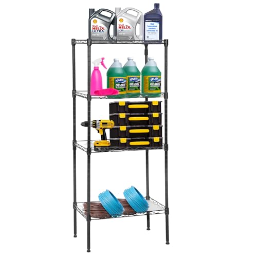 PayLessHere Shelf Shelving Pantry Storage Cabinet 3 Tier Adjustable Metal Storage Shelf 450 lbs Capacity NSF Certified Space Saving Design Adjustable Feet Easy Assembly (Black)