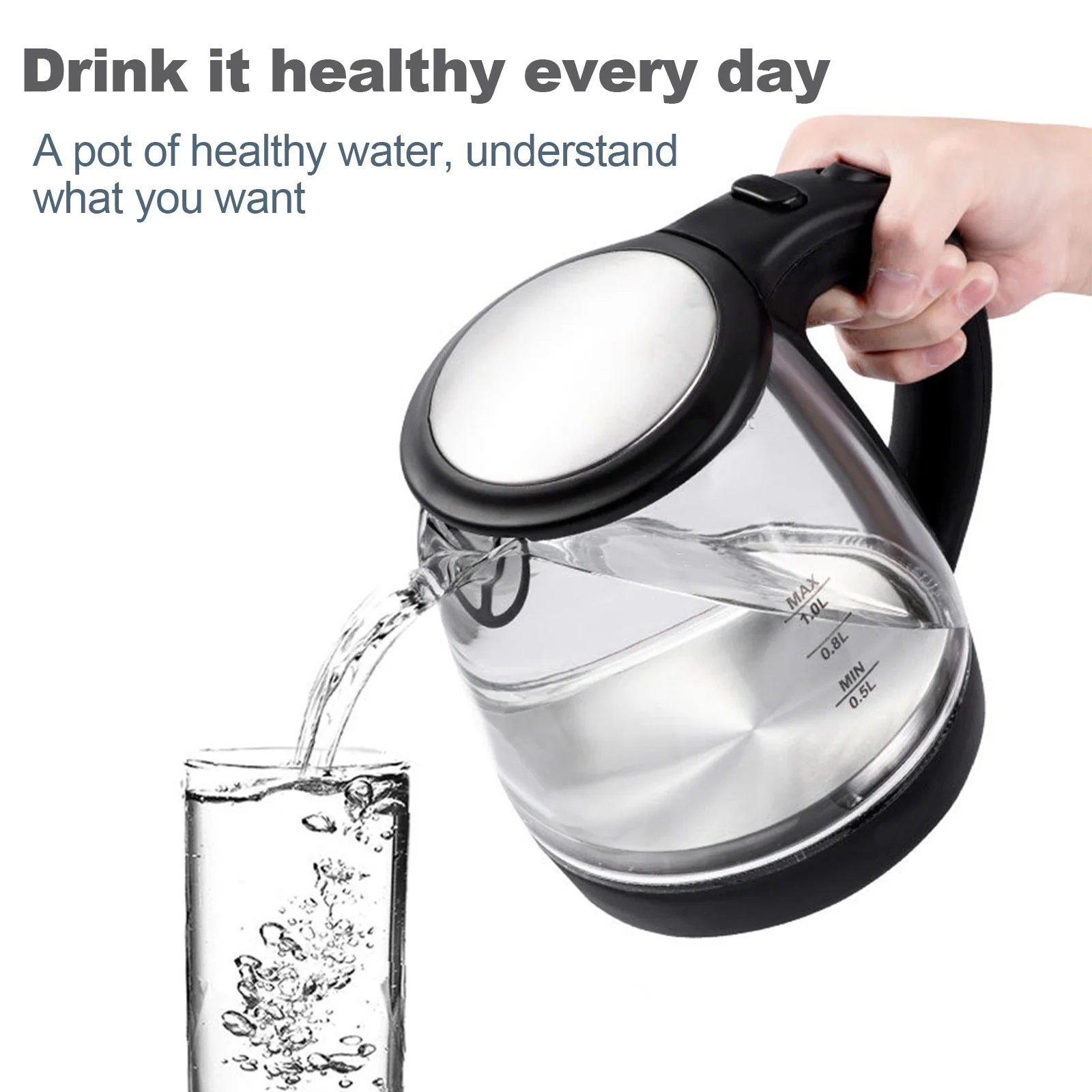 SOKANY 1000W High Borosilicate Glass Electric Kettle Home Water Kettle Auto Shut-off Water Boiler