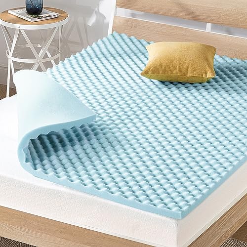 Best Price Mattress 2 Inch Egg Crate Memory Foam, Cooling Gel Infusion, Twin Mattress Topper, Blue (ECMF-GM2T)