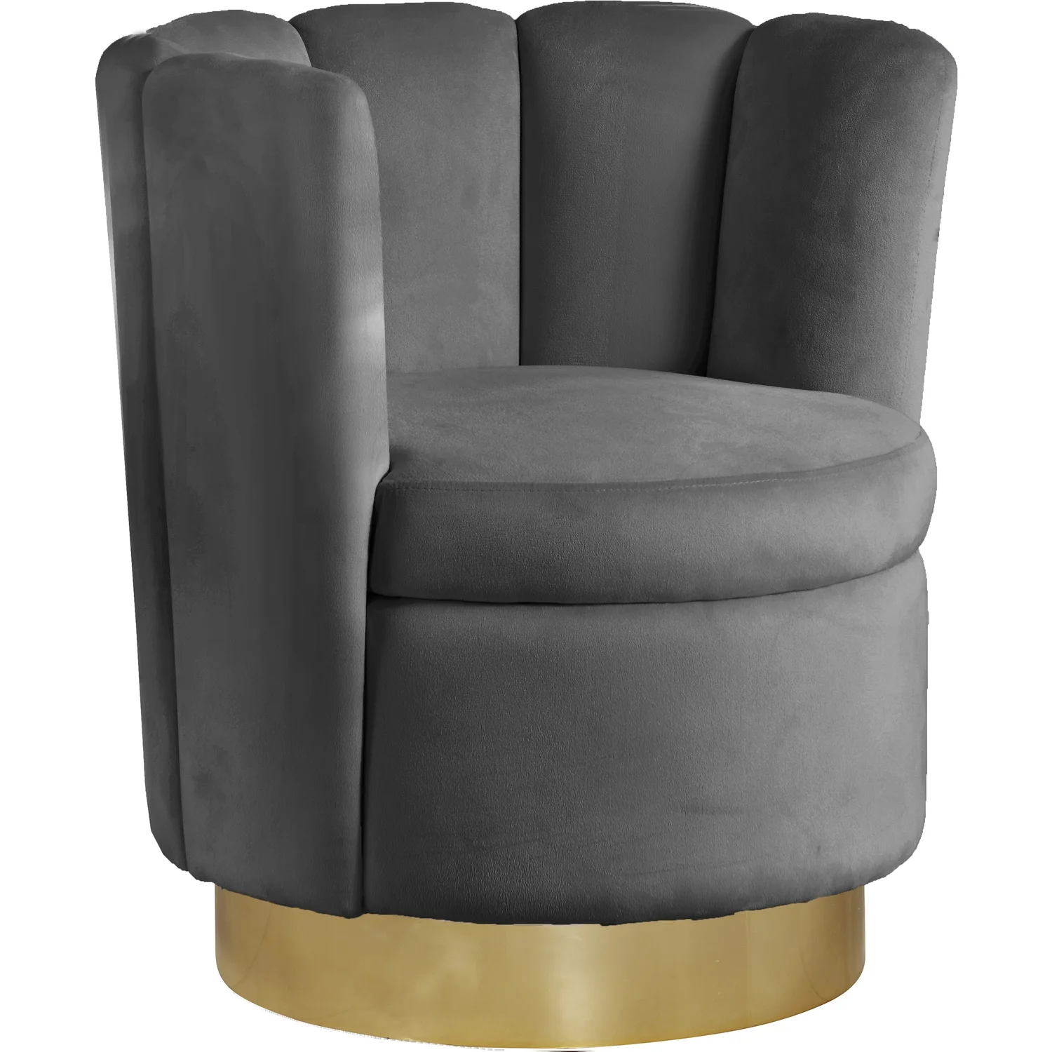 Homestock Seaside Serenity Velvet Upholstered Accent Chair with Durable Gold Steel Swivel Base, 30-inch W x 27-inch D x 31-inch H