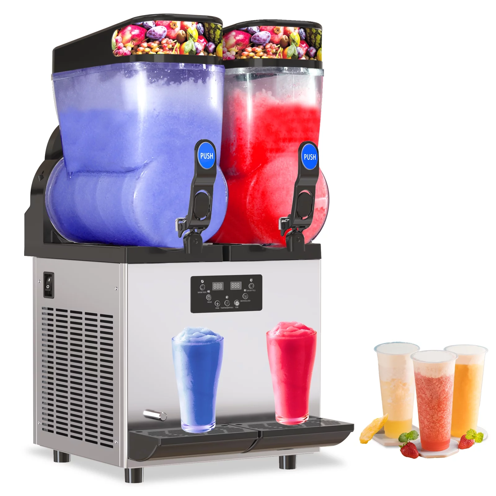 Commercial Slushie Machine - 1000W 30L Tanks Commercial 110V Slushy Maker Machine 304 Stainless Steel Margarita Machines Efficient Cooling The Ideal Slushie Machine for Bars Cafes Restaurants