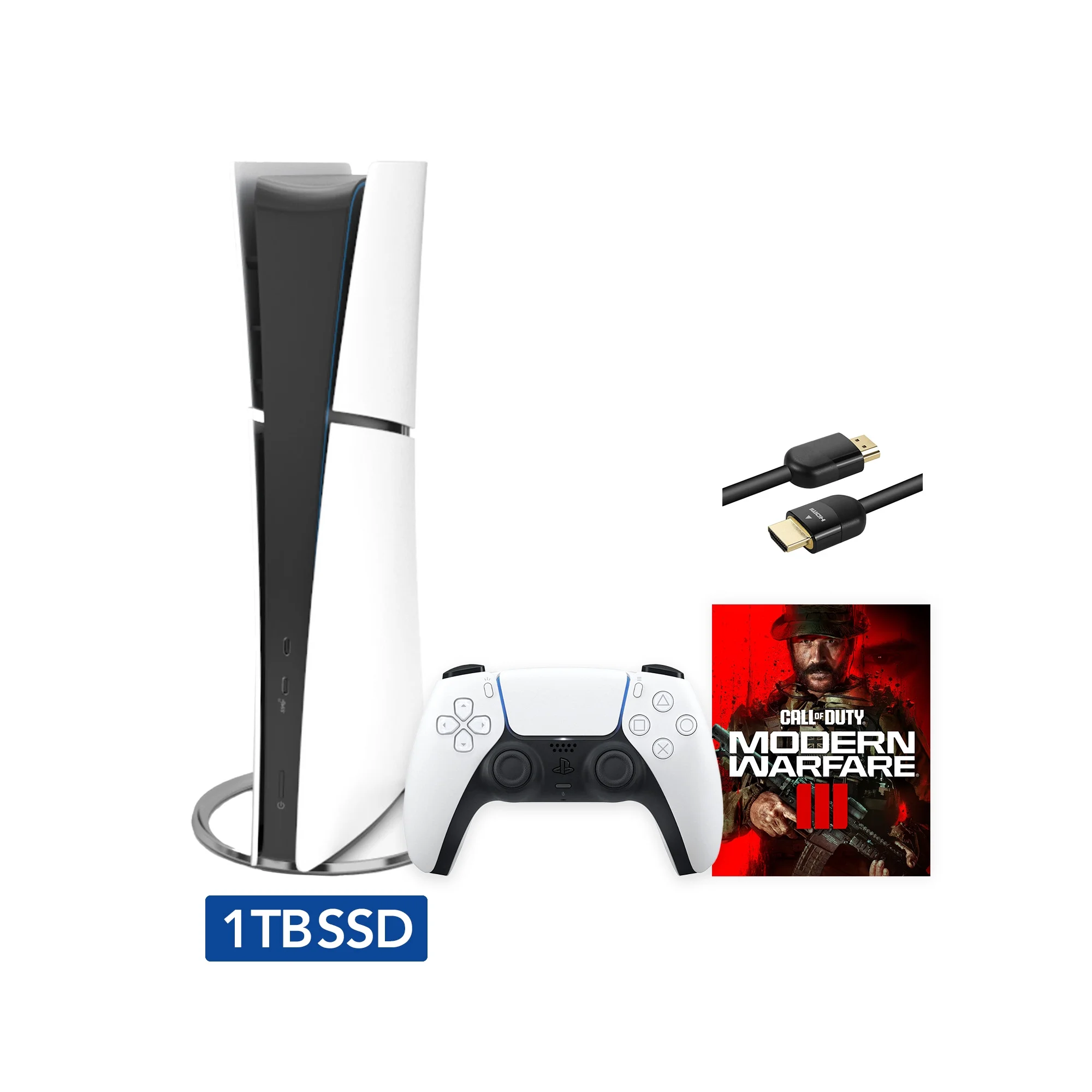 2023 New PlayStation 5 Slim Digital Edition Call of Duty Modern Warfare III Bundle and Mytrix 8K HDMI Ultra High Speed Cable - White, Slim PS5 1TB PCIe SSD Gaming Console