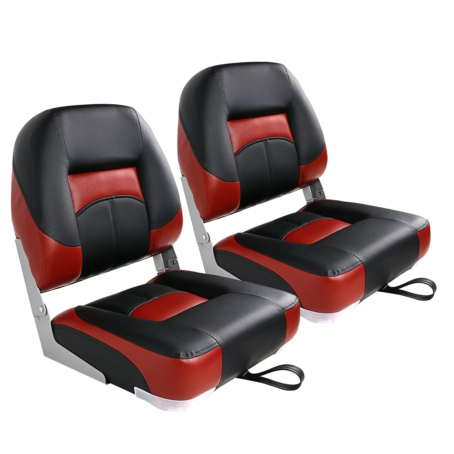 Leader Accessories New Elite Low Back Folding Fishing Boat Seat,Set of 2,Black/Red