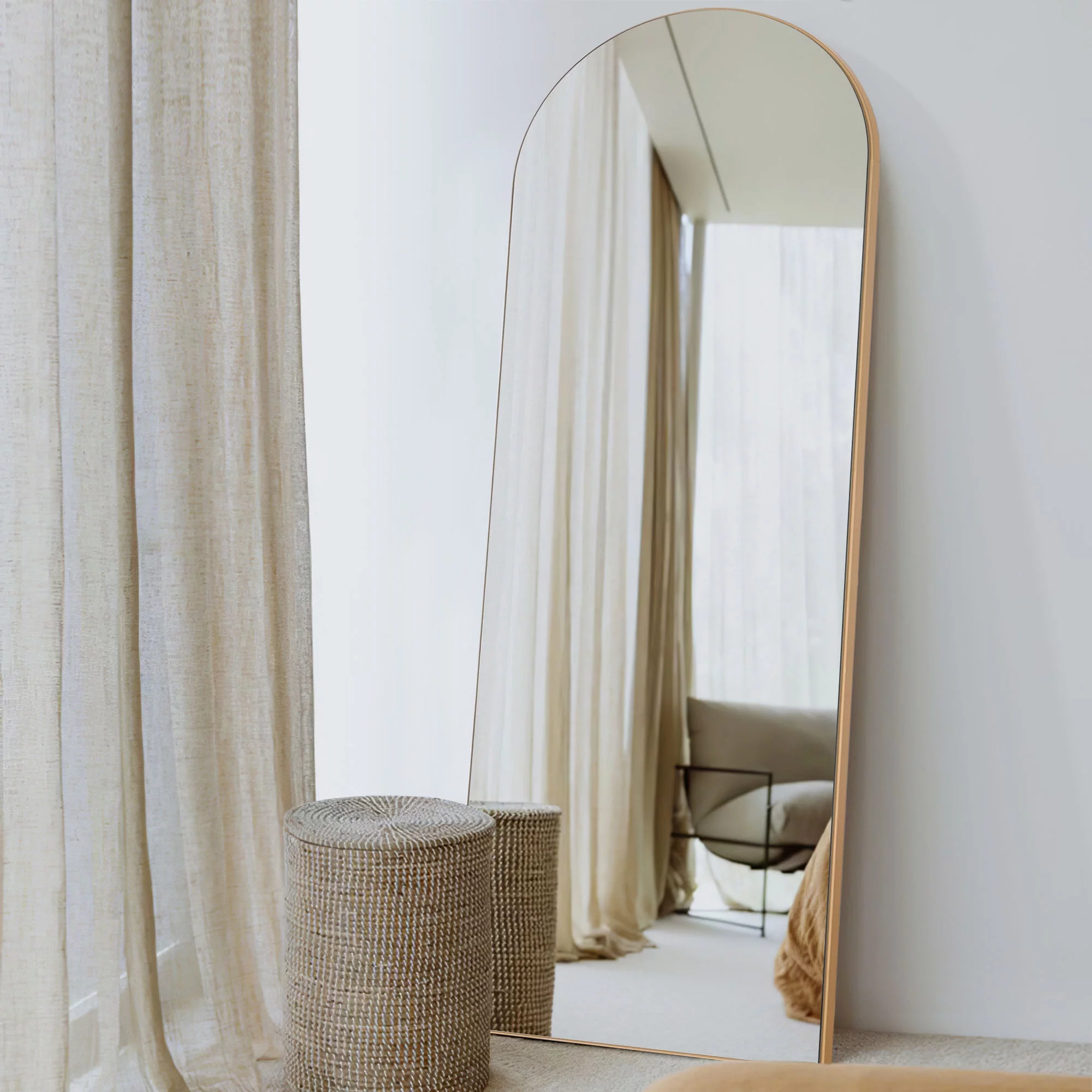 NeuType 24 in x 71 in Gold Modern Floor Mirror