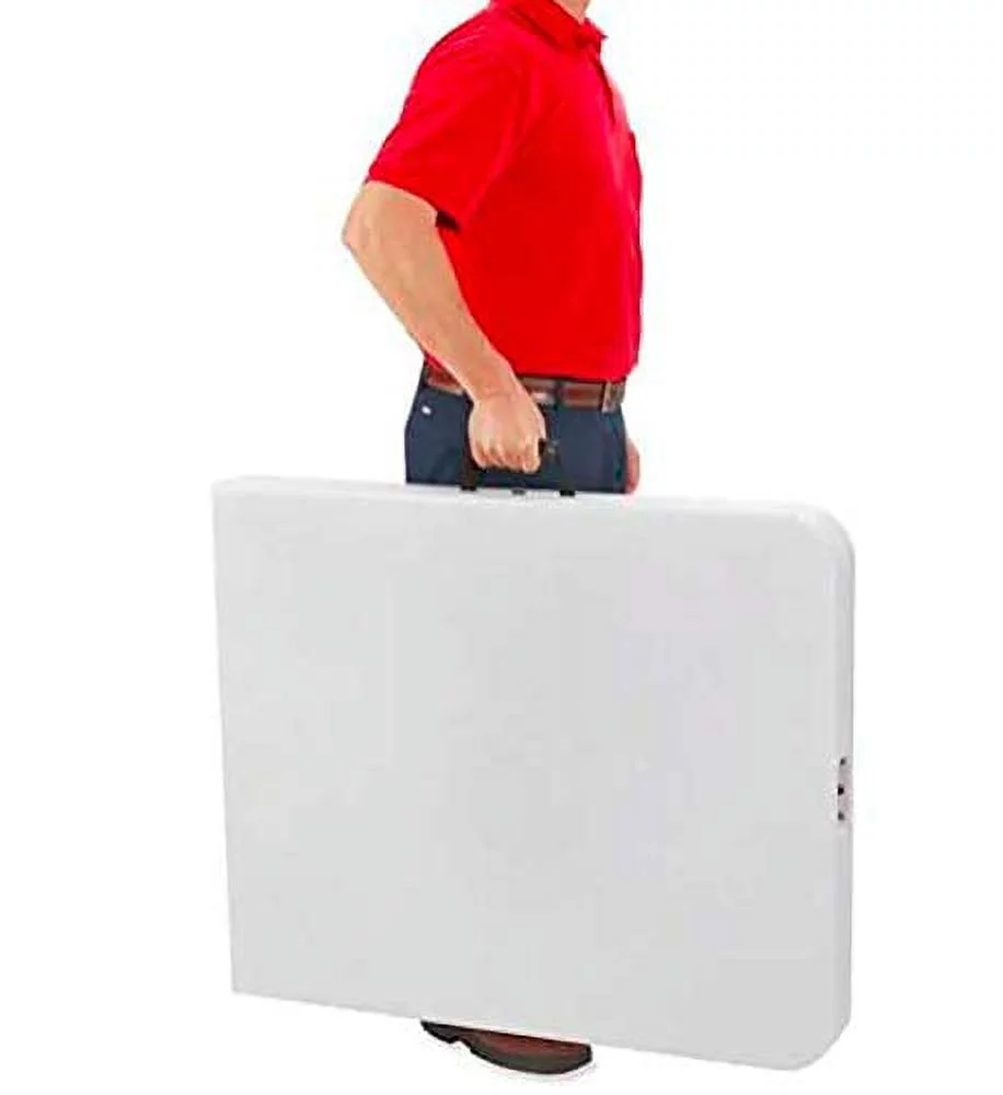 New Home Era Fold Up Table – 6 ft Plastic Folding Table for Picnics, Parties, Camping – Outdoor Table with Carrying Handle – Bi-Fold Rectangular Design – Lightweight and Durable