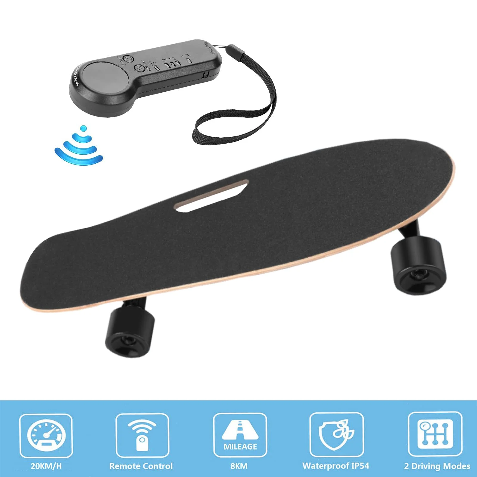 350W Electric Skateboards with Remote, 12.4 mph Top Speed & 8 Miles Range, Swappable Battery, Electric Longboard for Kids ＆ Teens