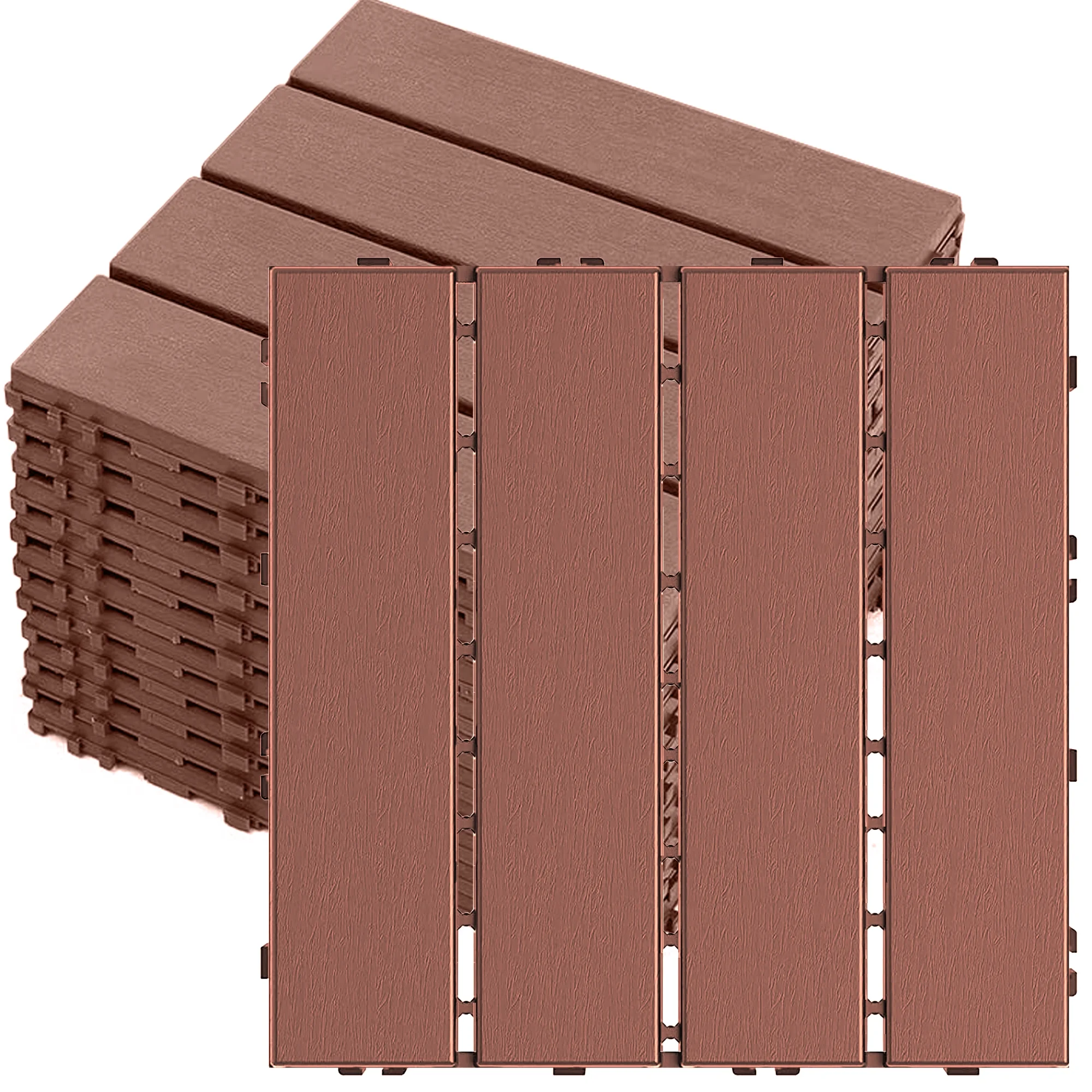 iRerts Patio Interlocking Deck Tiles, 44 Pack Plastic Patio Tiles, 12