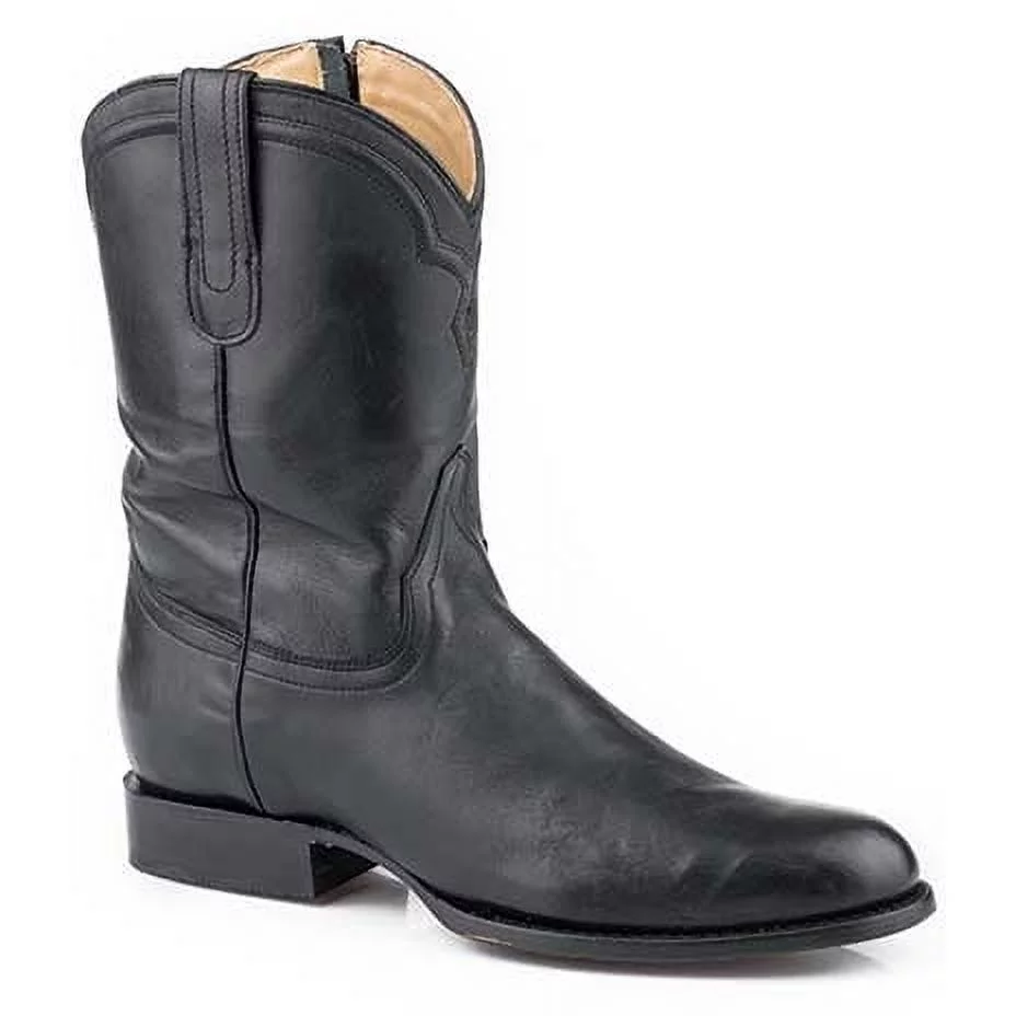Men's Stetson Rancher Zip Leather Roper Boots Handcrafted Black