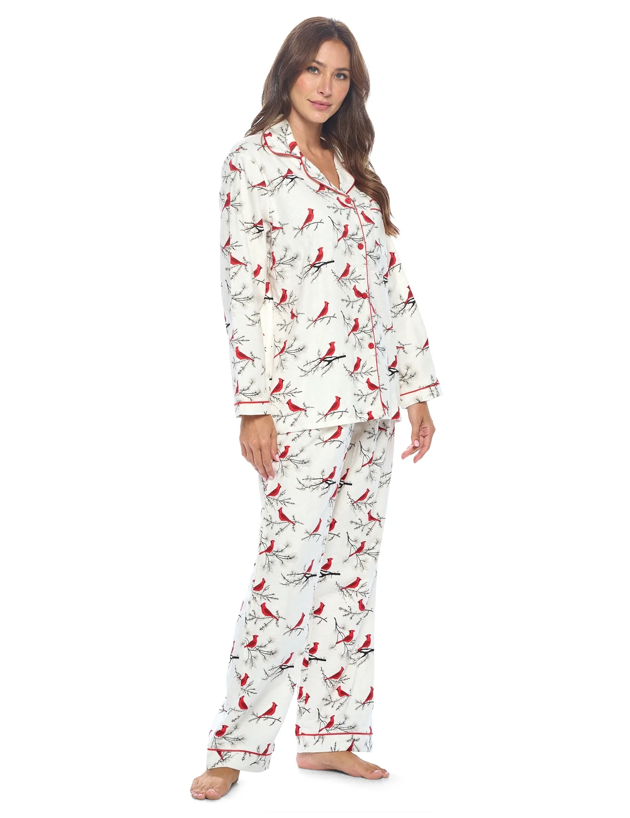 Casual Nights Women's Flannel Long Sleeve PJ's Button Down Sleepwear Pajama Set