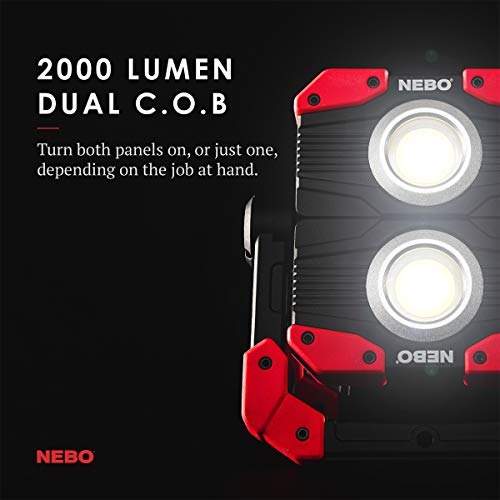 NEBO OMNI 2K Work Light: 2000 Lumen OMNI-Directional Rechargeable Portable Magnetic COB LED Flashlight USB Power Bank Six Light Modes