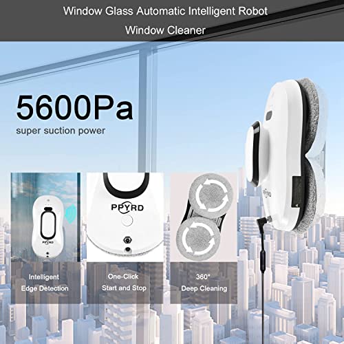 Window Cleaning Robot Vacuum with Ultrasonic Water Spray and Remote Control for Indoor Outdoor High Windows Glass, Tiles(YW121A, White)