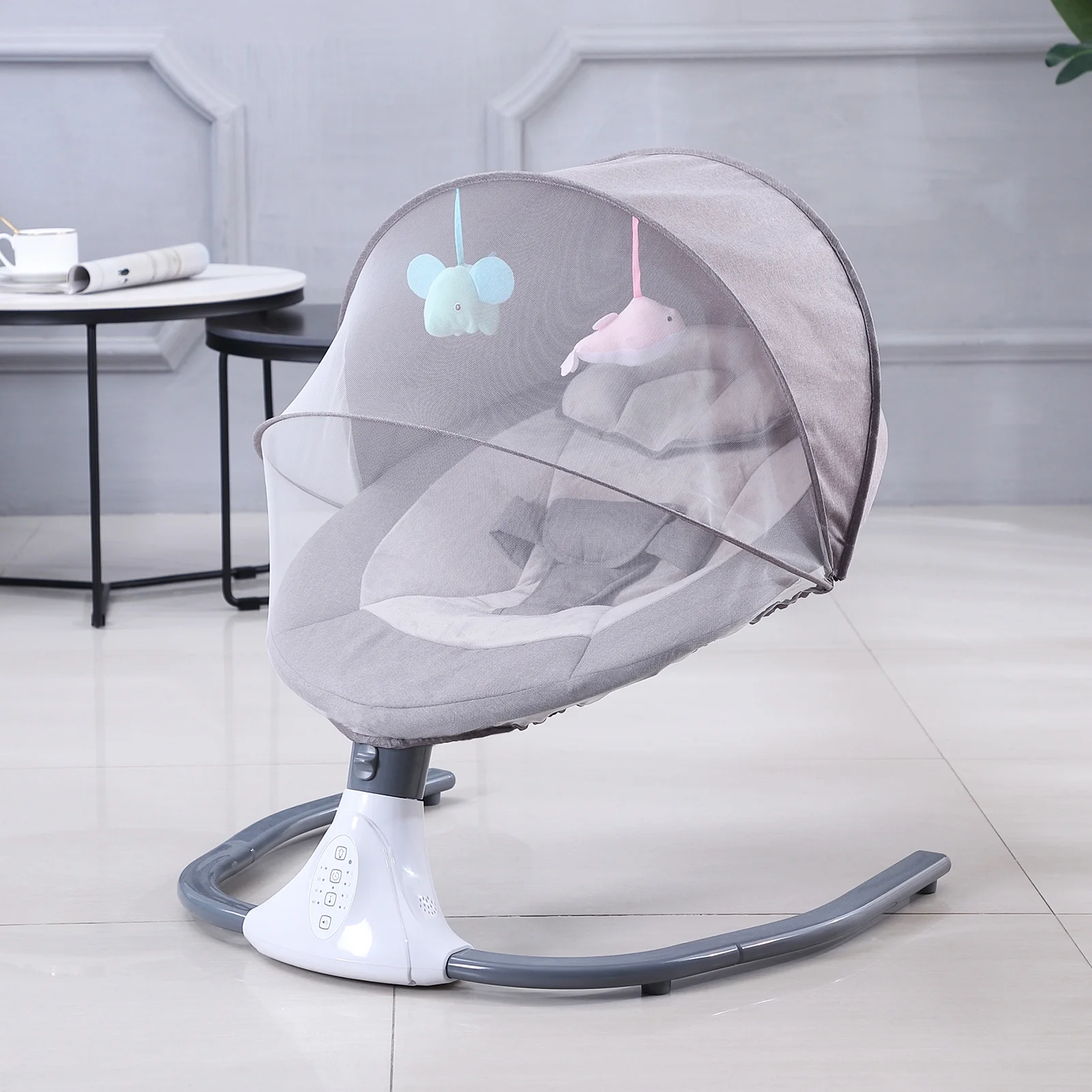 Baby Swing Chair Baby Swing and Bouncer - Electric Baby Bouncer Chair with Remote Control and Mosquito Net: 4 Speeds & 4 Timer & 12 Preset Lullabies Supports BT Connection USB Flash Drive
