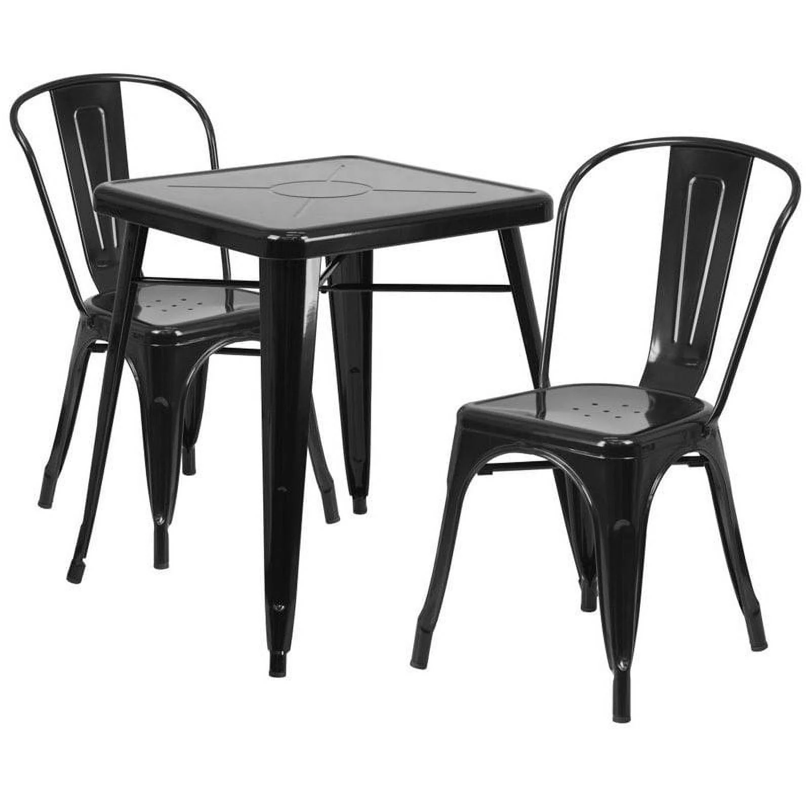 Bowery Hill Metal 3 Piece Bistro Set in Black