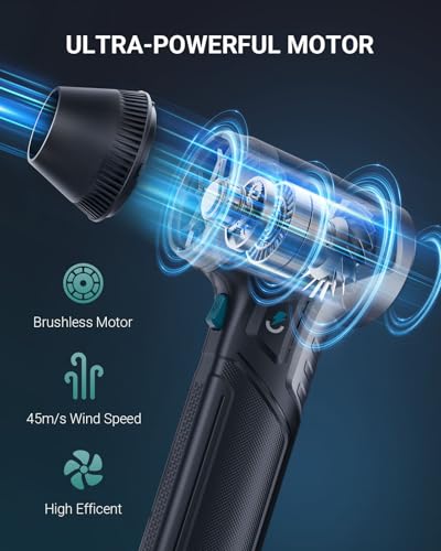 Electric Air Duster-28.22OZ Market Maximum Wind Pressure, Super Power Cordless Duster, Rechargeable Brushless Motor Durable Blower, 3-Gear Adjustable for Keyboard, Car, House, Patio