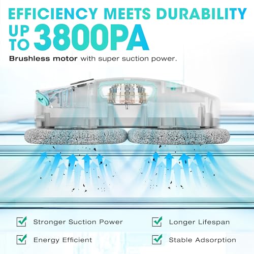 HAUSHOF Robot Window Cleaner with 3800Pa Suction, Auto Water Spray, AI Path Planning & Edge Detection, Remote Control for High-Rise Window, Glass Door