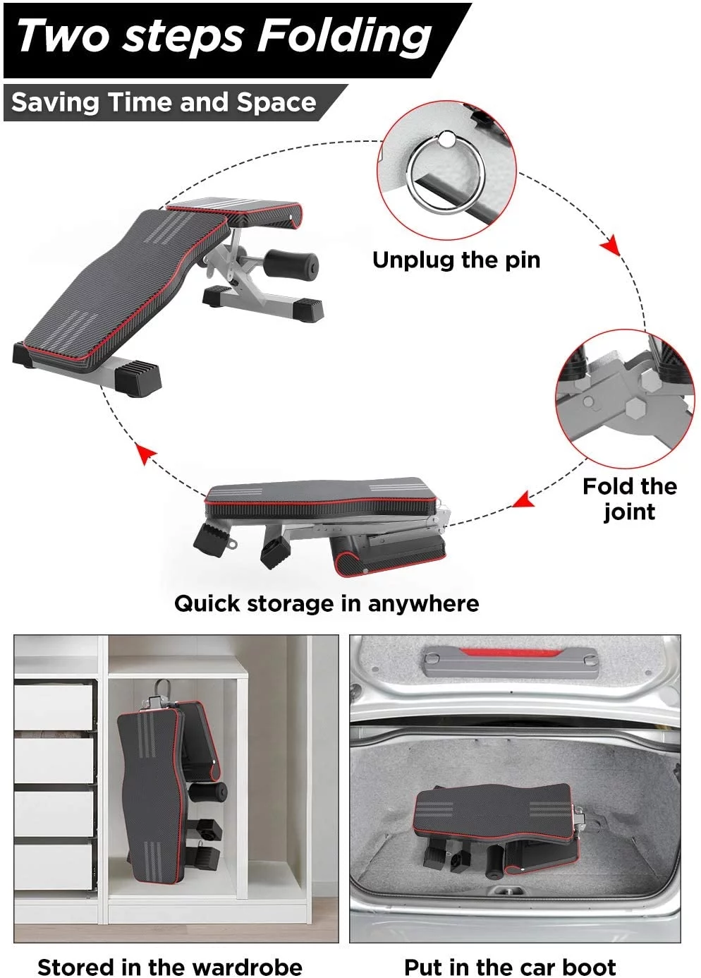 DXTONFitness Adjustable Folding Weight Bench (2021 Special Edition), 330lbs Weight Capacity, Decline/Incline/Flat, Workout Bench for Home Gym, Strength Training Exercise