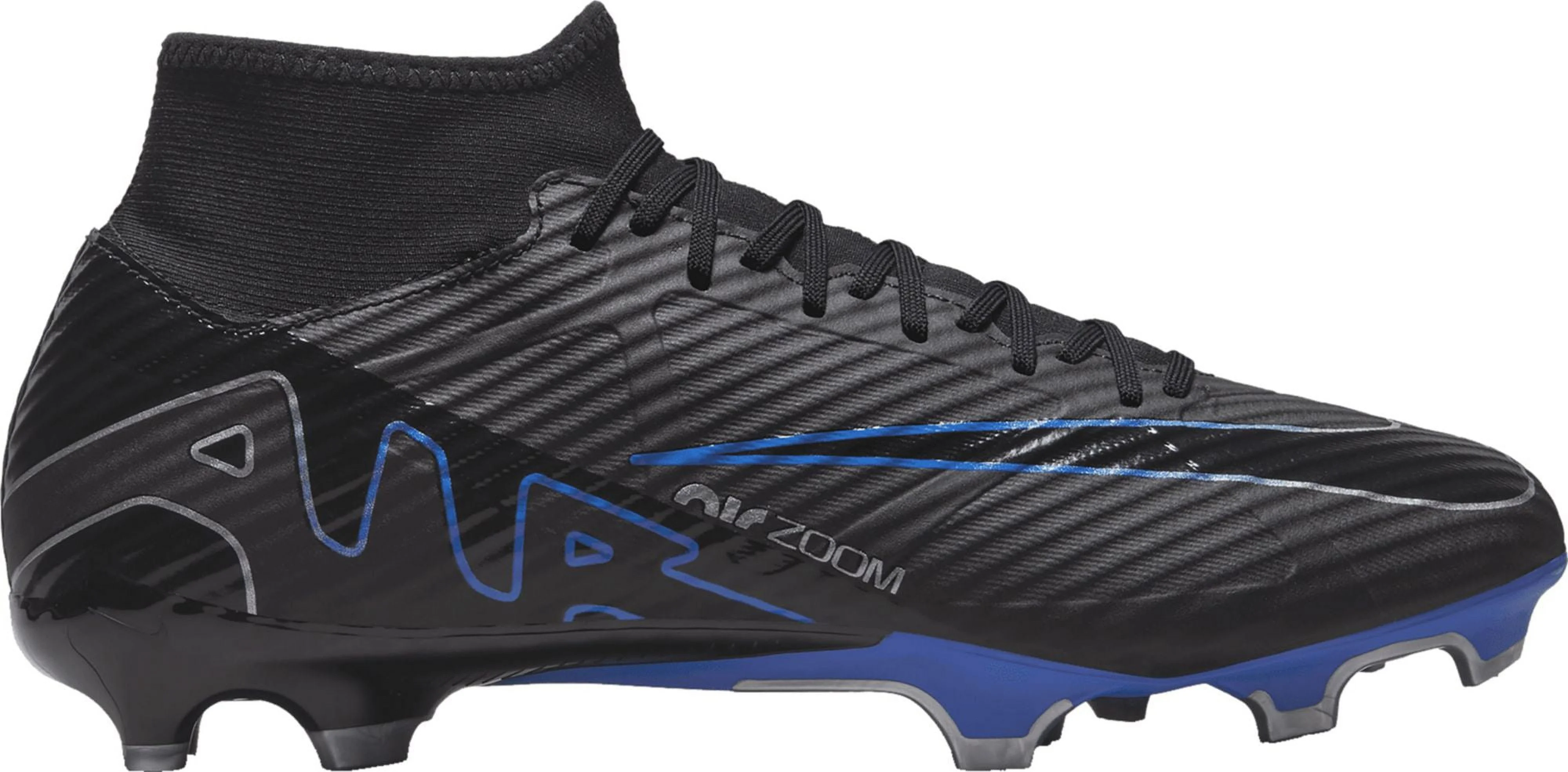 Nike Zoom Mercurial Superfly 9 Academy MG Soccer Cleats (Black/Blue, M5.0/W6.5 D US)