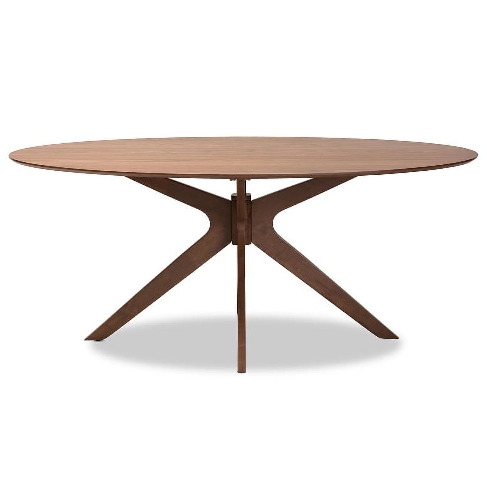 Bowery Hill Modern Walnut Brown Finished Wood 71-Inch Oval Dining Table
