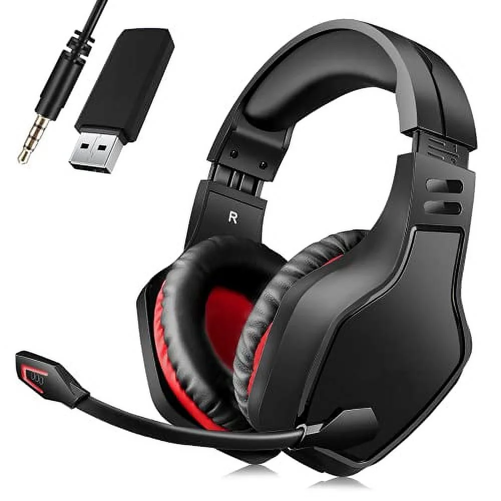 BEAVIIOO 2.4G Wireless Gaming Headset with Mic for PC PS4 PS5 Playstation 4 5 Wireless Bluetooth USB Gaming Headset with Mic for Laptop 50 Hours Playtime