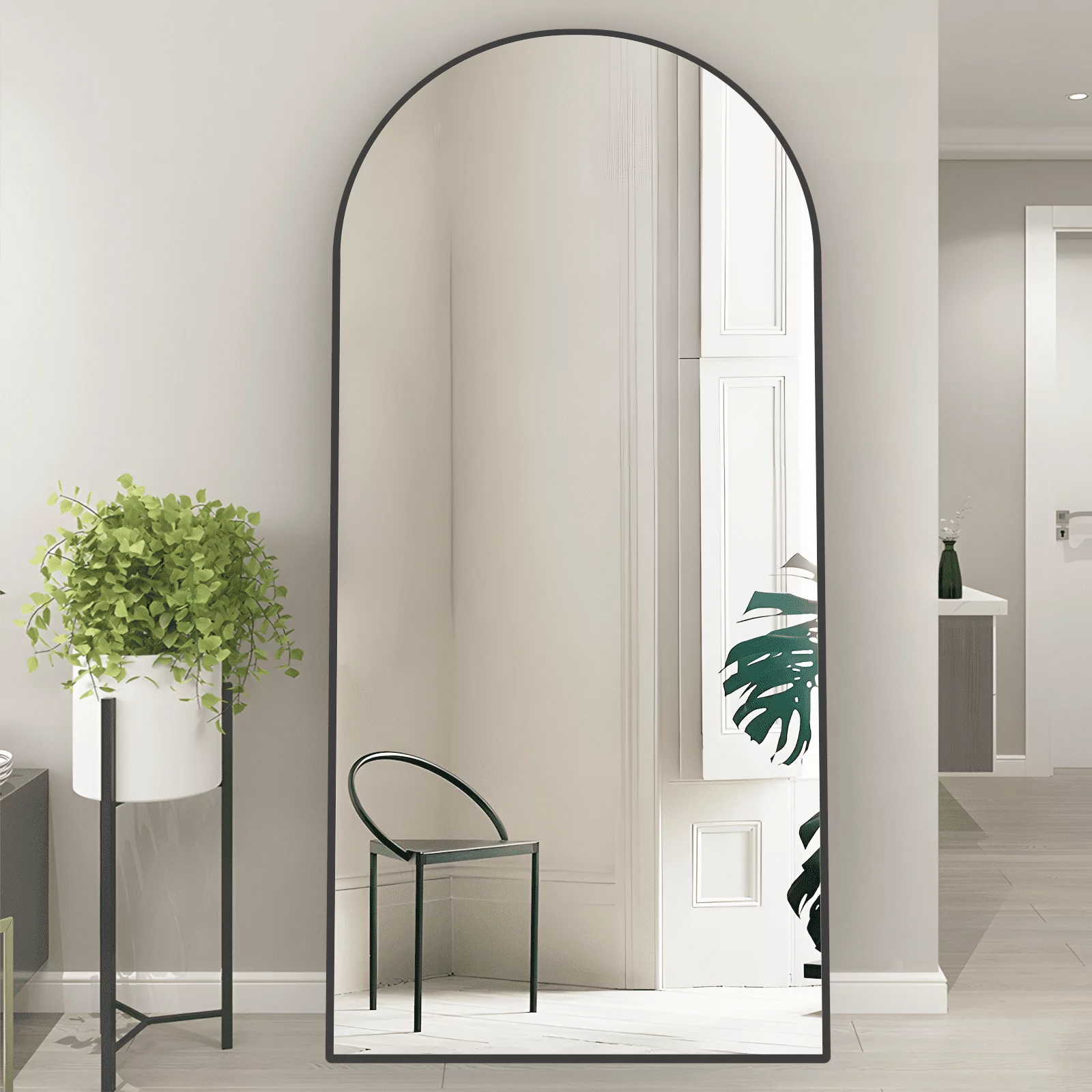 CONGUILIAO Arched Mirror Full Length Arch Mirror 65''x24'' Floor Mirror Black Mirror Body Mirror