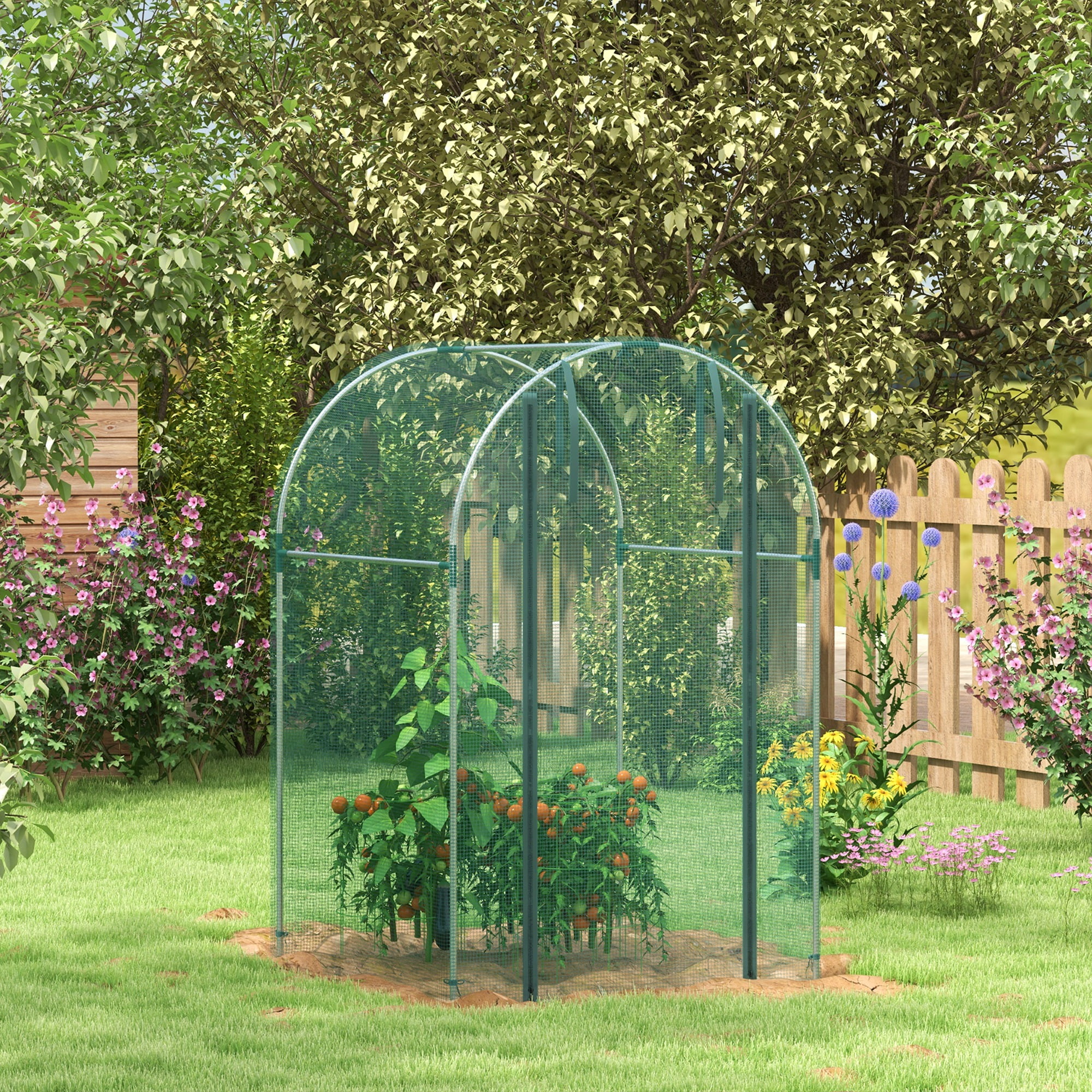 Outsunny 4' x 4' Plant Protection Tent Crop Cage with Door, Green