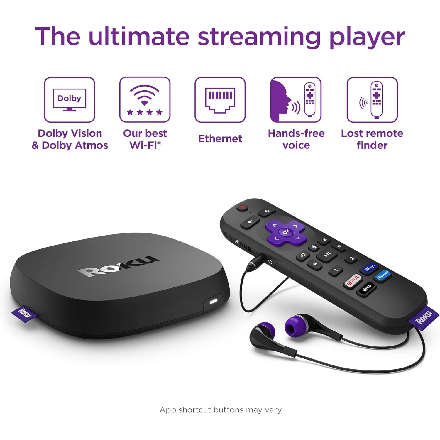 Roku Ultra 4K/HDR/Dolby Vision Streaming Device with Voice Remote Pro and Roku Express HD Bundle