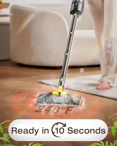 LABIGO 10-in-1 Steam Mop with Detachable Handheld Steamer, 350ml Tank, 10s Heat-Up, 248°F Steam Cleaner, 2-Level Control and Swivel Head for Floor, Carpet, Tile - Lightweight and Multi-Surface, Gray