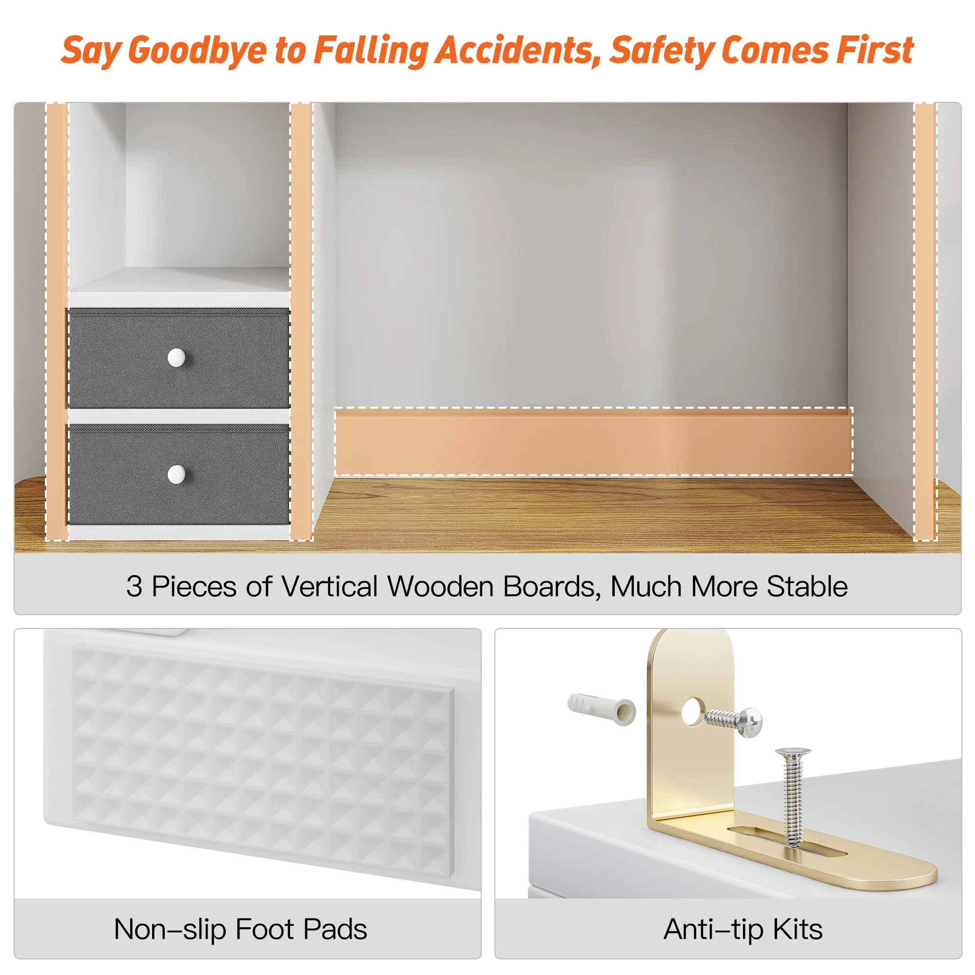 Desktop Bookshelf Wood Desk Hutch Organizer with 8 Shelves and 2 Drawers for Computer Desk,Adjustable 5-Tier Desk Storage Organizer,College Cube,Display Shelf Rack for Dorm Office Home,White